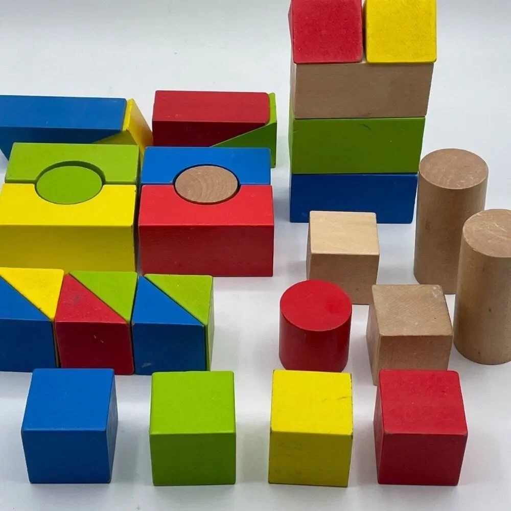 Wooden Block and Roll Cart 30 Blocks Pidoko Kids